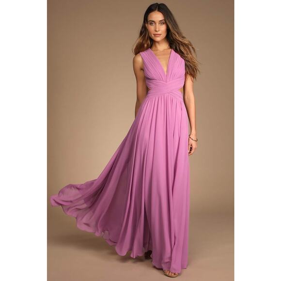 NWT Lulus Vivid Imagination Lilac Cutout Maxi Dress Bridesmaid Wedding Size L - Picture 1 of 8